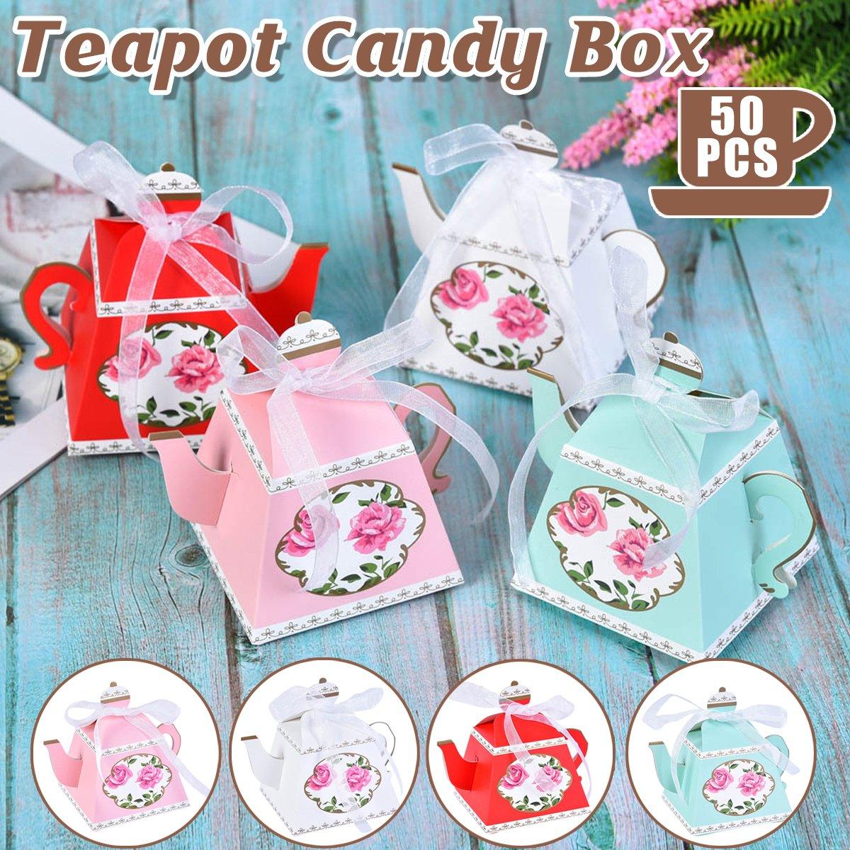 50PCS Teapot Candy Box Cardstock Gift Box for Tea Party