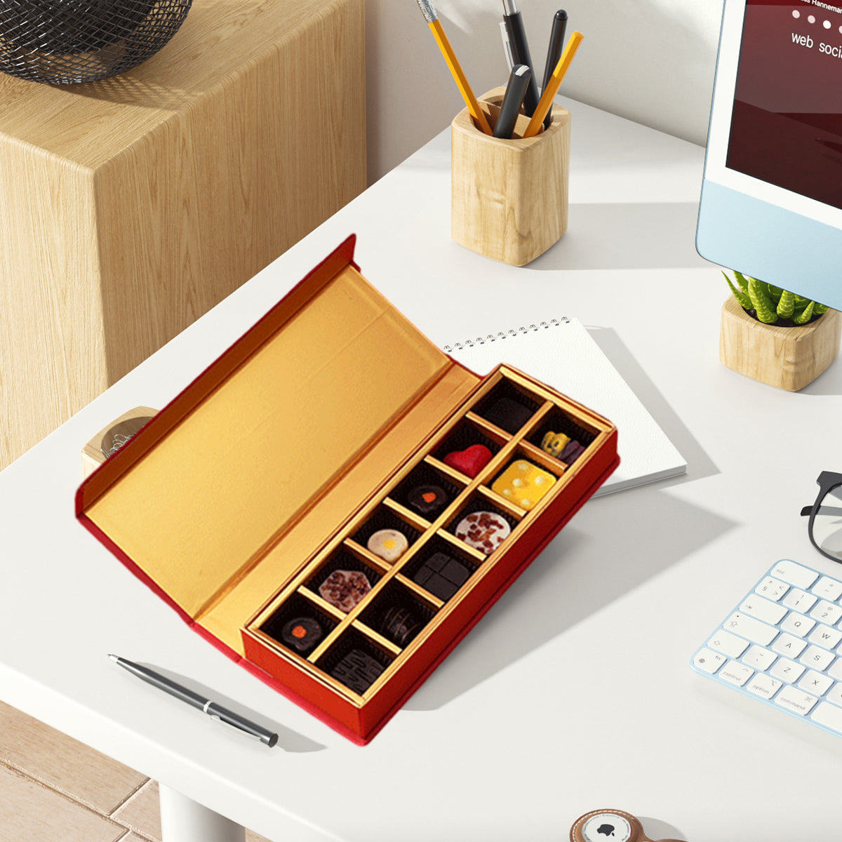 5pcs Chocolate Gift Boxes Book Style Clamshell 12-Slot