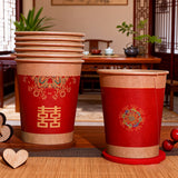 500PCS Double Happiness Printed Paper Cups Wedding Hot Cold Drink Cups