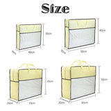 Beige non-woven fabric blanket storage bags with clear PVC