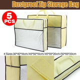 Beige non-woven fabric blanket storage bags with clear PVC