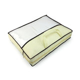 Beige non-woven fabric blanket storage bags with clear PVC