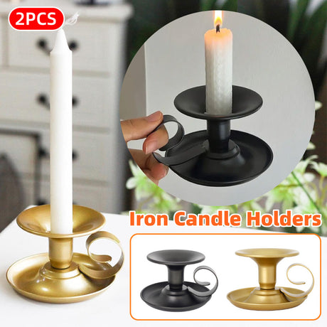 European Iron Candle Holders Decorative Lighting 2PCS