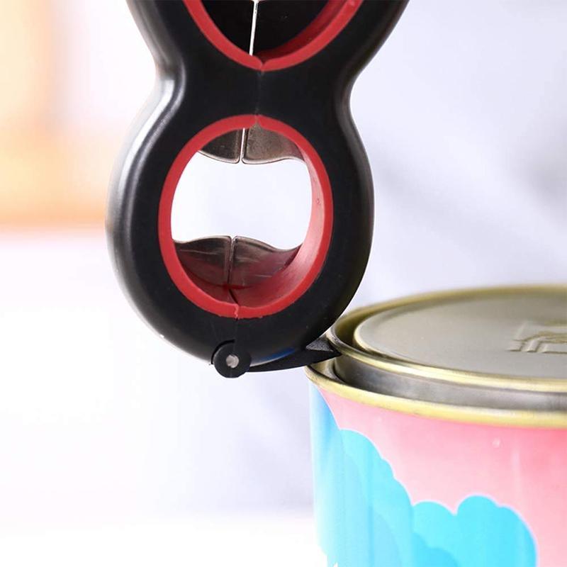 6 IN 1 Bottle Opener 1PC 14.5x6.2cm Black Manual Cap Lid Twist Off Gadget - Discount Packaging Warehouse