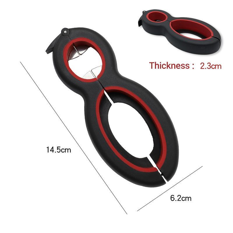 6 IN 1 Bottle Opener 1PC 14.5x6.2cm Black Manual Cap Lid Twist Off Gadget - Discount Packaging Warehouse