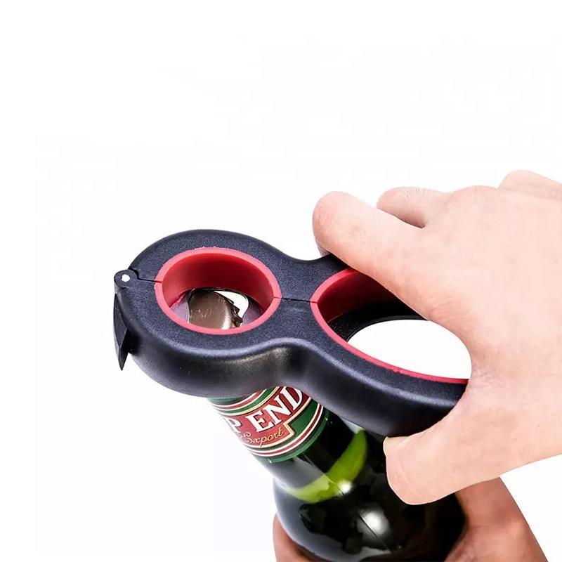 6 IN 1 Bottle Opener 1PC 14.5x6.2cm Black Manual Cap Lid Twist Off Gadget - Discount Packaging Warehouse