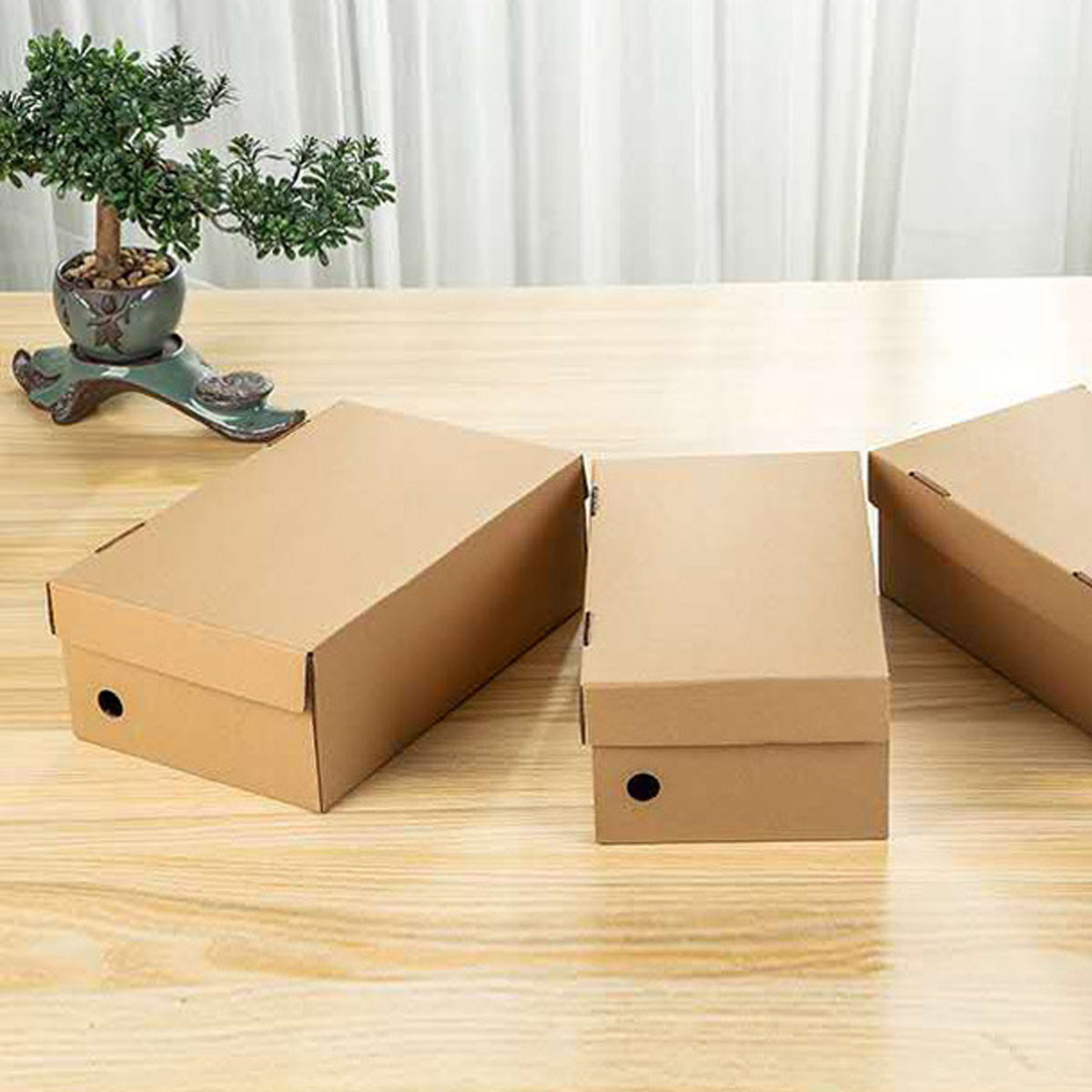 20pcs Kraft Paper Shoe Boxes Clamshell Storage Organizer