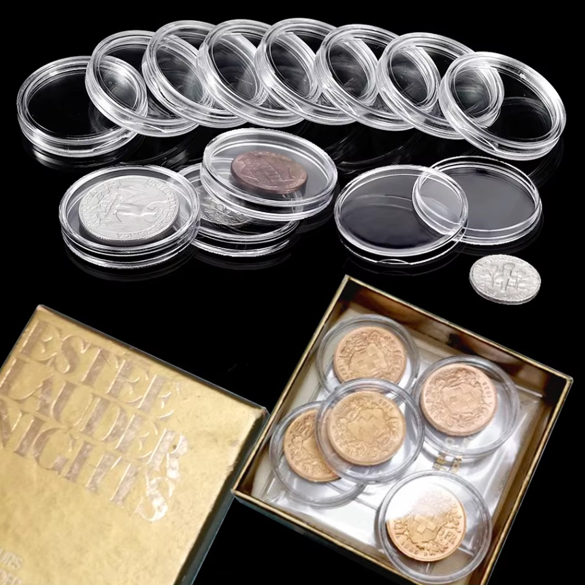 100pcs 40mm Round Coin Boxes Storage Protection Case