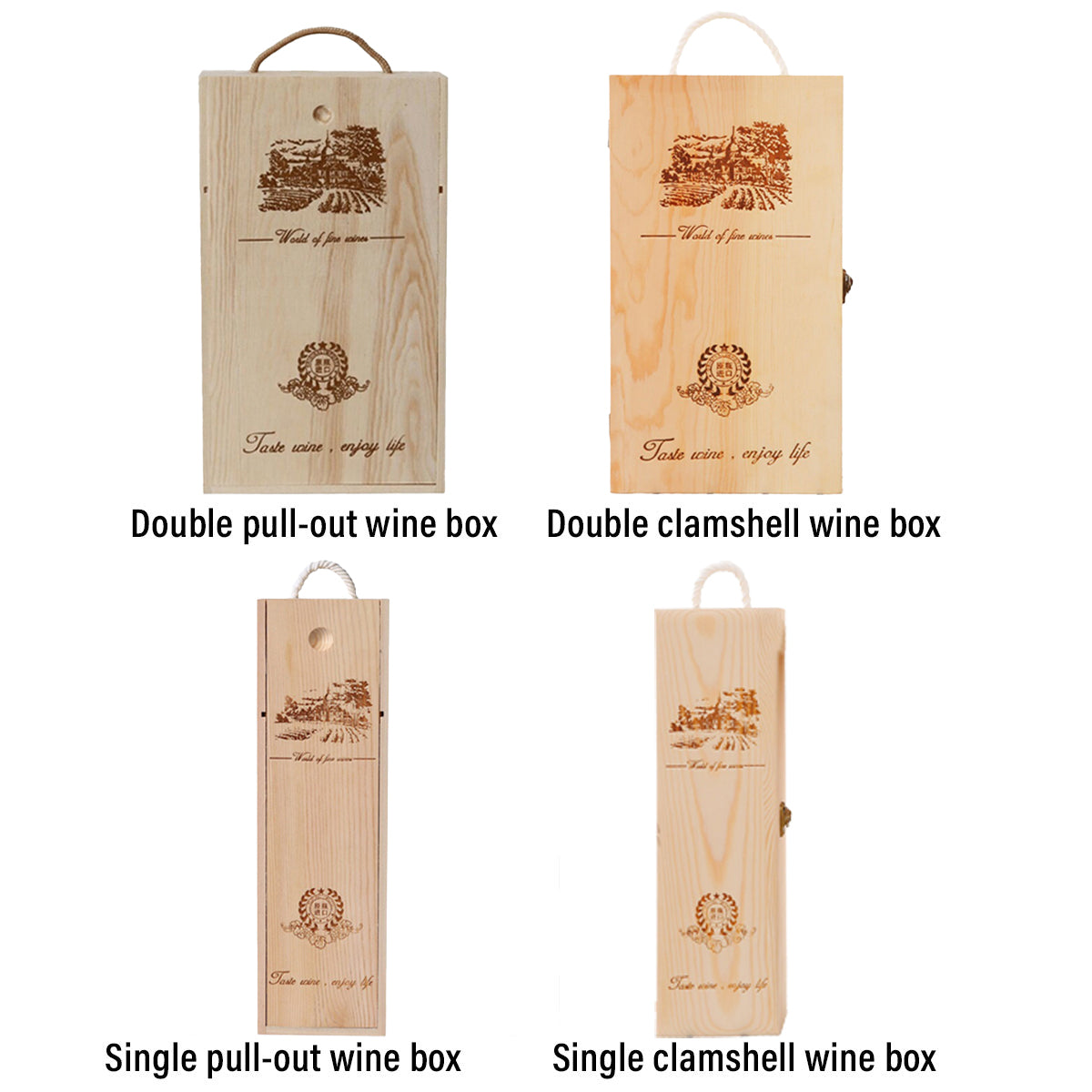 Red Wine Wooden Gift Box 6PCS Pull-out