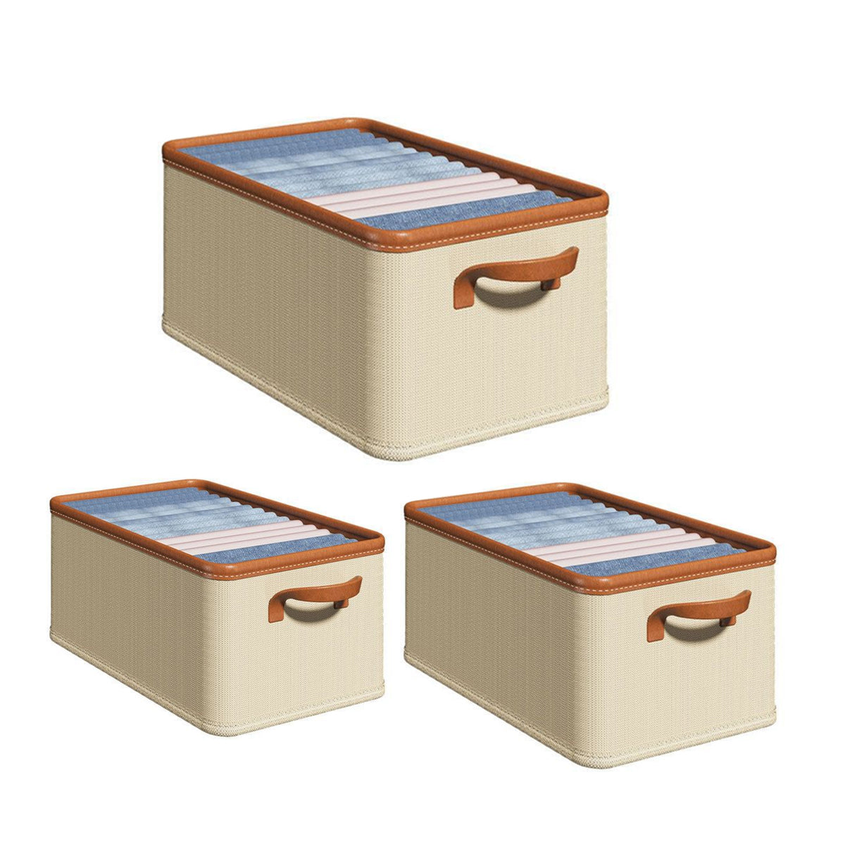 3pcs Folding Storage Boxes Clothes Organizer for Closet