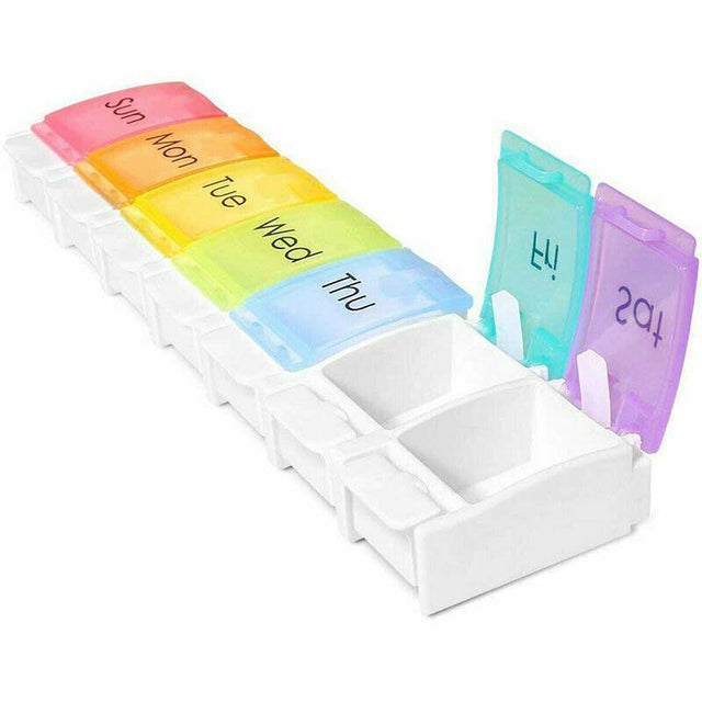 7-Day Pill Box 1PC 22.2x5.7x2.5cm Weekly Medicine Tablet Case Organizer Dispenser - Discount Packaging Warehouse