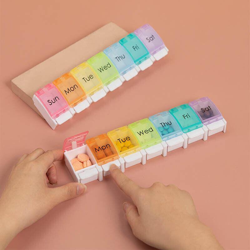 7-Day Pill Box 1PC 22.2x5.7x2.5cm Weekly Medicine Tablet Case Organizer Dispenser - Discount Packaging Warehouse