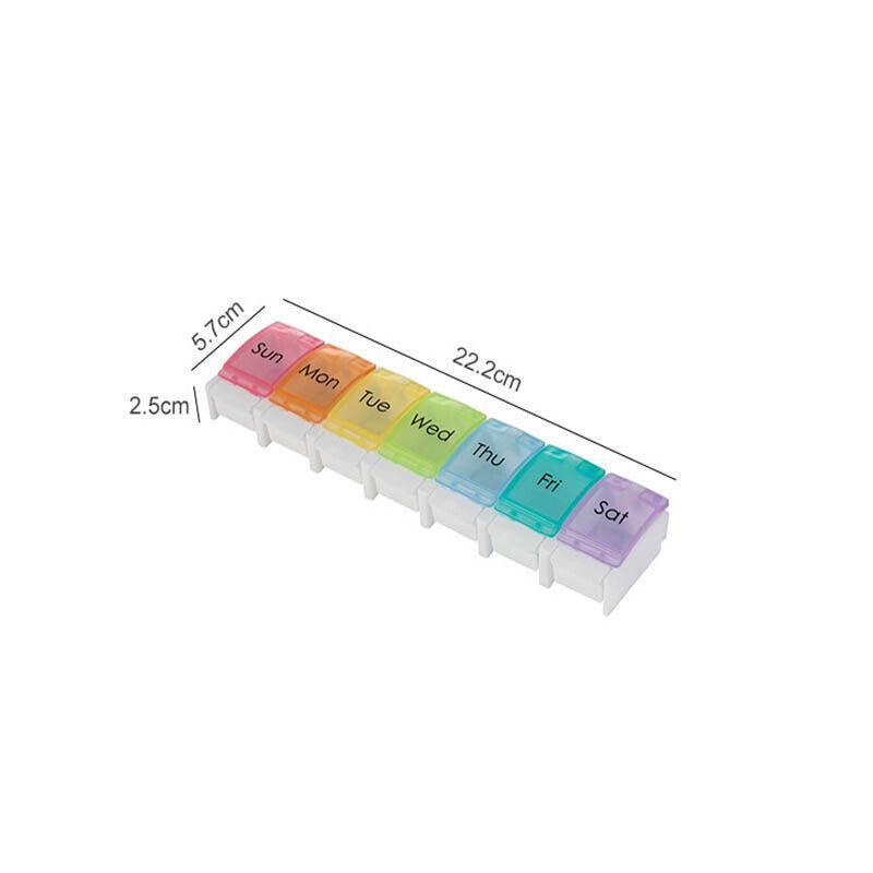 7-Day Pill Box 1PC 22.2x5.7x2.5cm Weekly Medicine Tablet Case Organizer Dispenser - Discount Packaging Warehouse