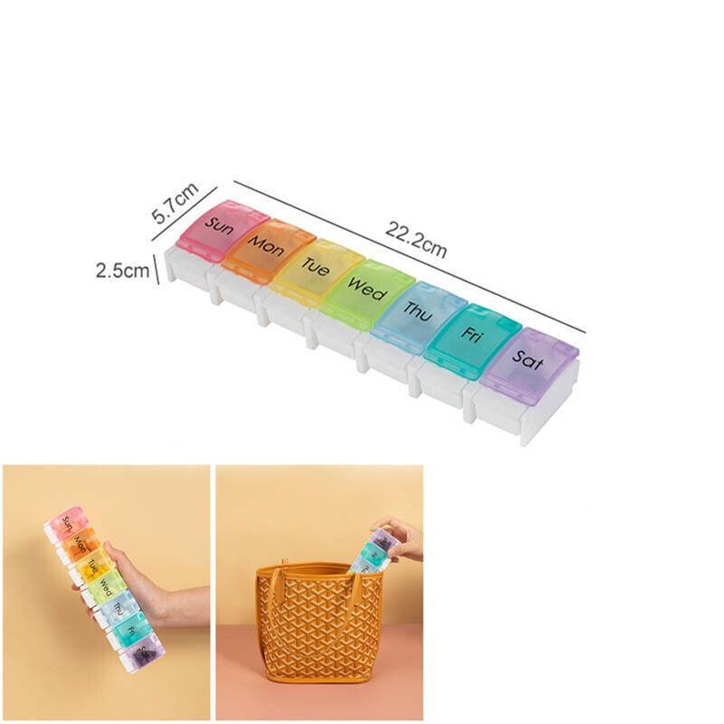 7-Day Pill Box 1PC 22.2x5.7x2.5cm Weekly Medicine Tablet Case Organizer Dispenser - Discount Packaging Warehouse