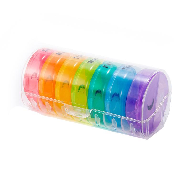 7-Day Pill Box 1PC 2Colours BID Weekly Medicine Tablet Case Organizer Dispenser - Discount Packaging Warehouse