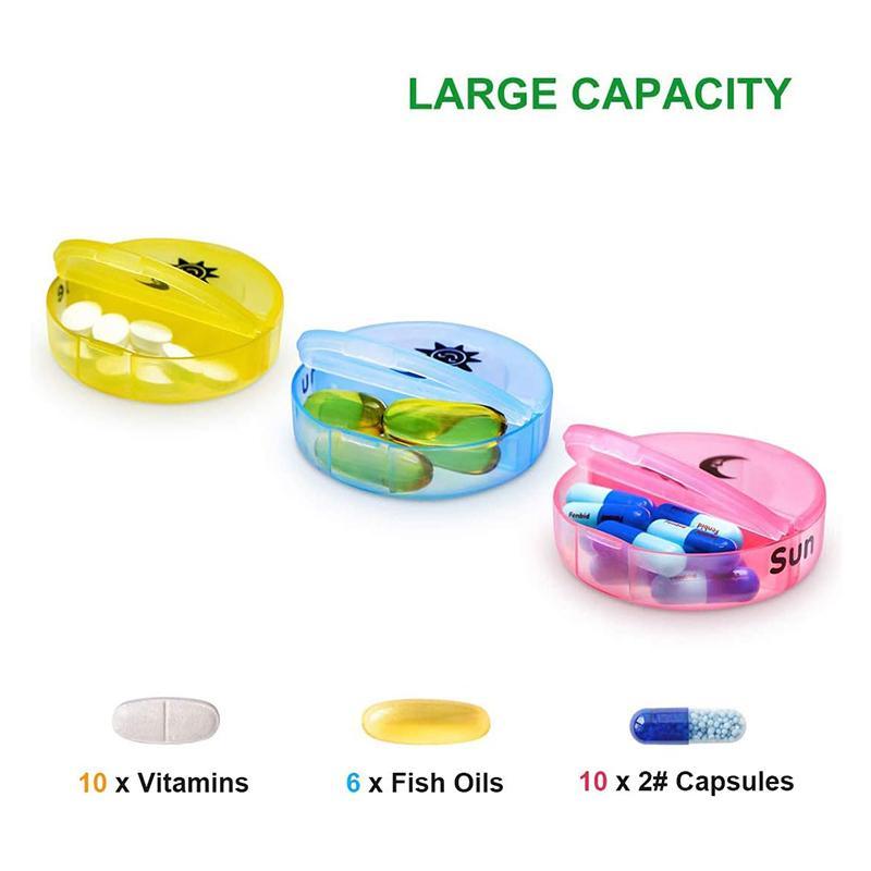 7-Day Pill Box 1PC 2Colours BID Weekly Medicine Tablet Case Organizer Dispenser - Discount Packaging Warehouse