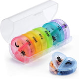 7-Day Pill Box 1PC 2Colours BID Weekly Medicine Tablet Case Organizer Dispenser - Discount Packaging Warehouse