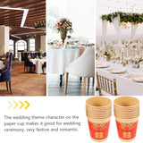500PCS Double Happiness Printed Paper Cups Wedding Hot Cold Drink Cups