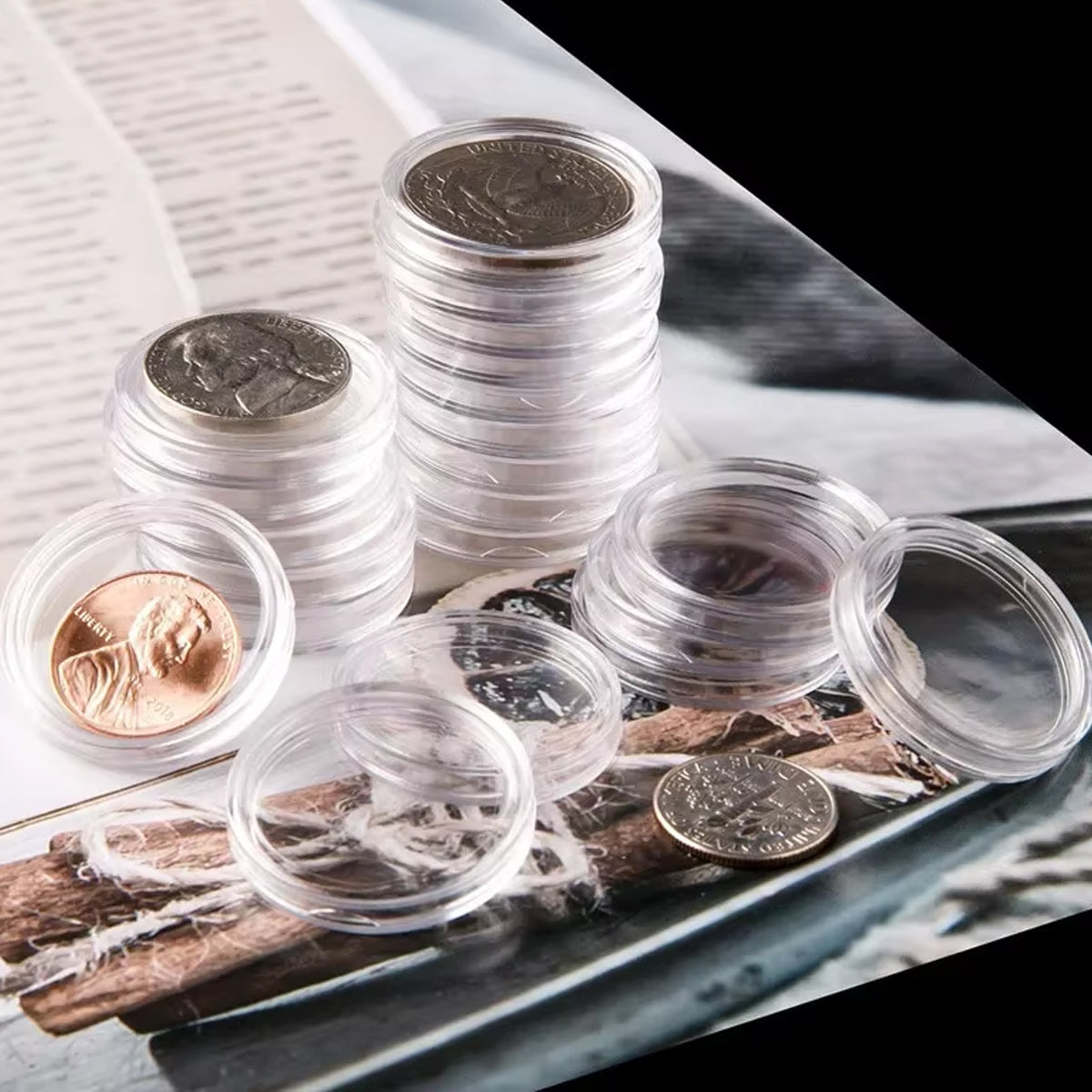 100pcs 40mm Round Coin Boxes Storage Protection Case