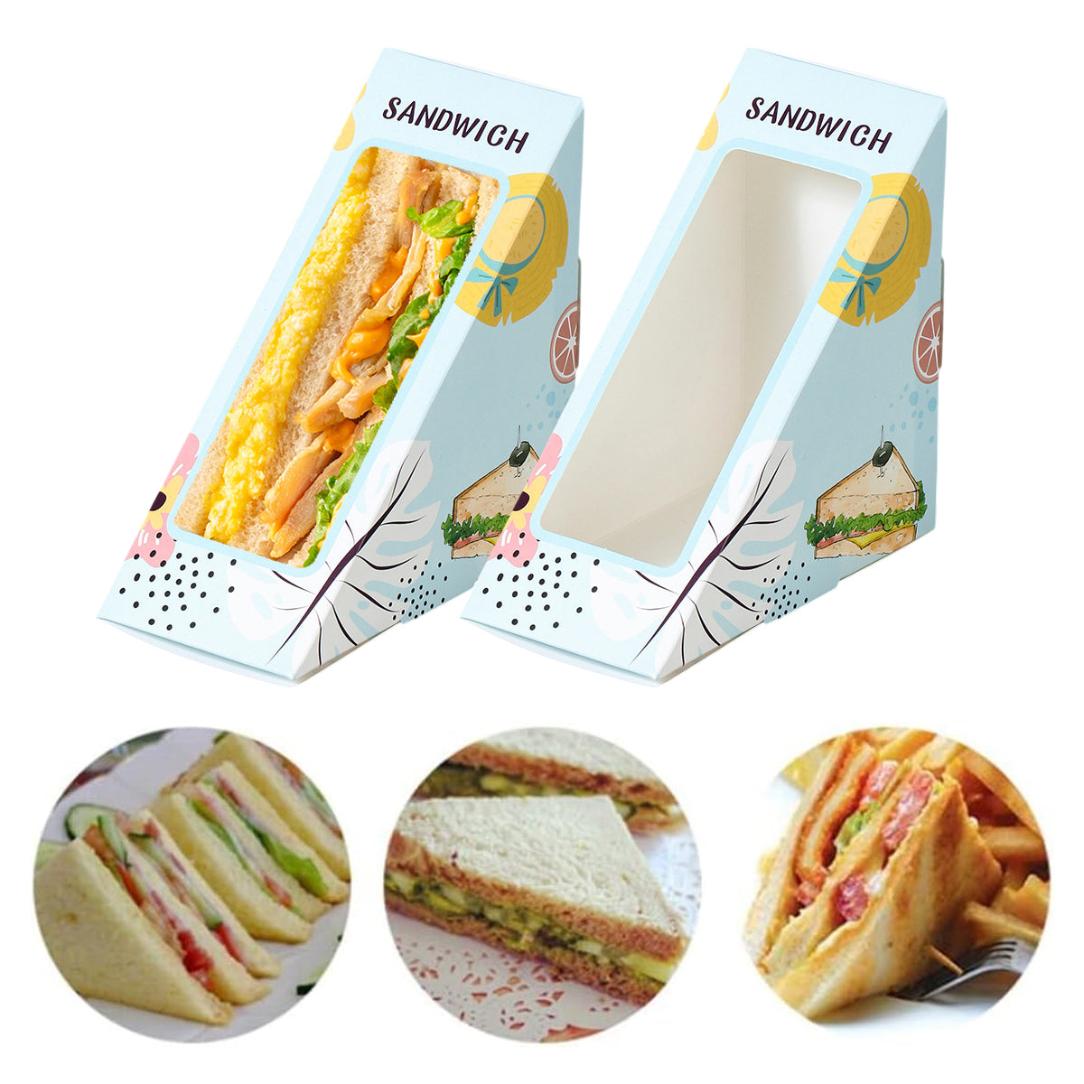 Triangle Sandwich Boxes Kraft Packing 100PCS