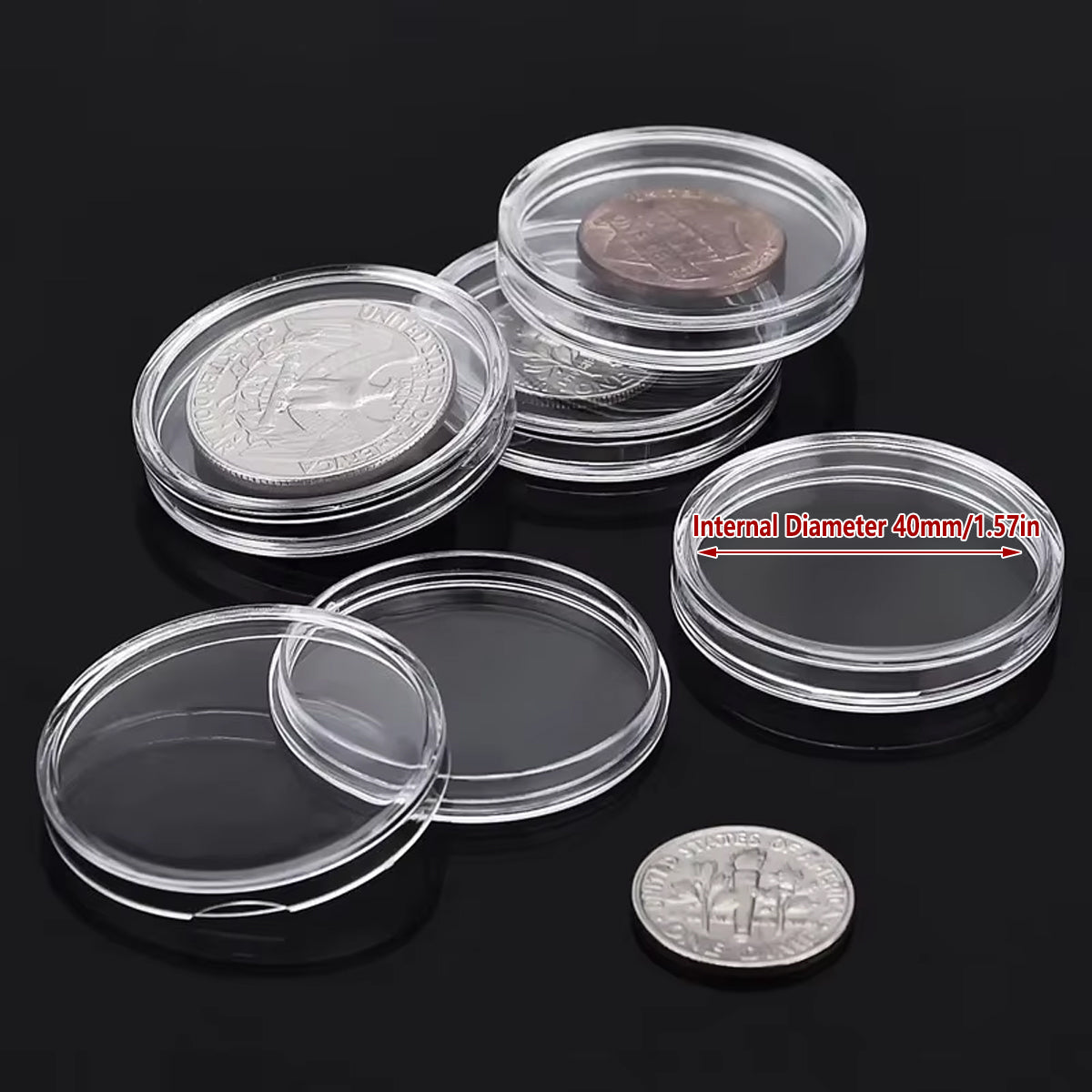 100pcs 40mm Round Coin Boxes Storage Protection Case