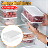 Transparent Crisper Airtight Food Storage Boxes 1200ml 8PCS