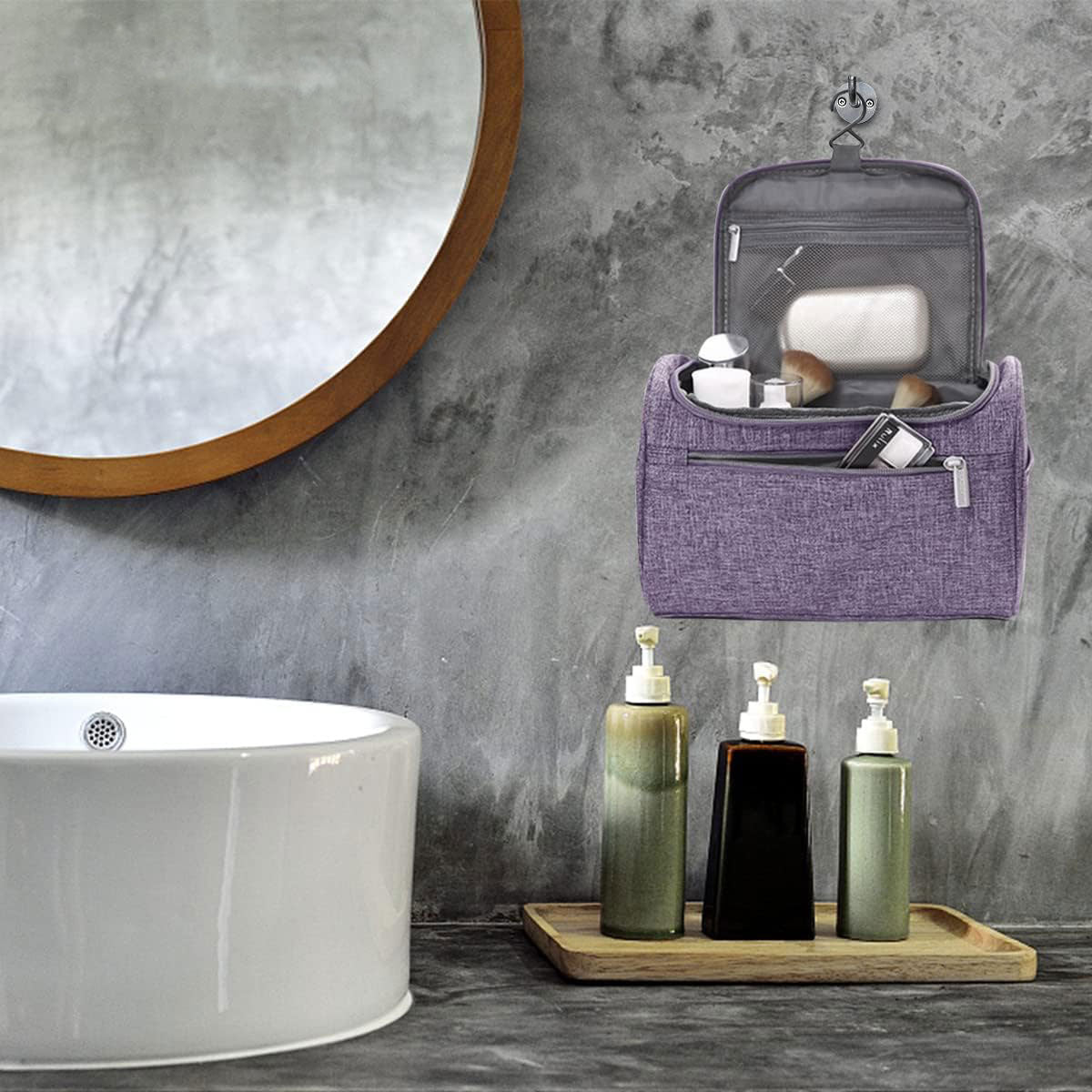 Travel Size Zipper Closure Toiletry Bag 1pc