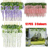 12PCS Artificial Silk Fake Flower Garland