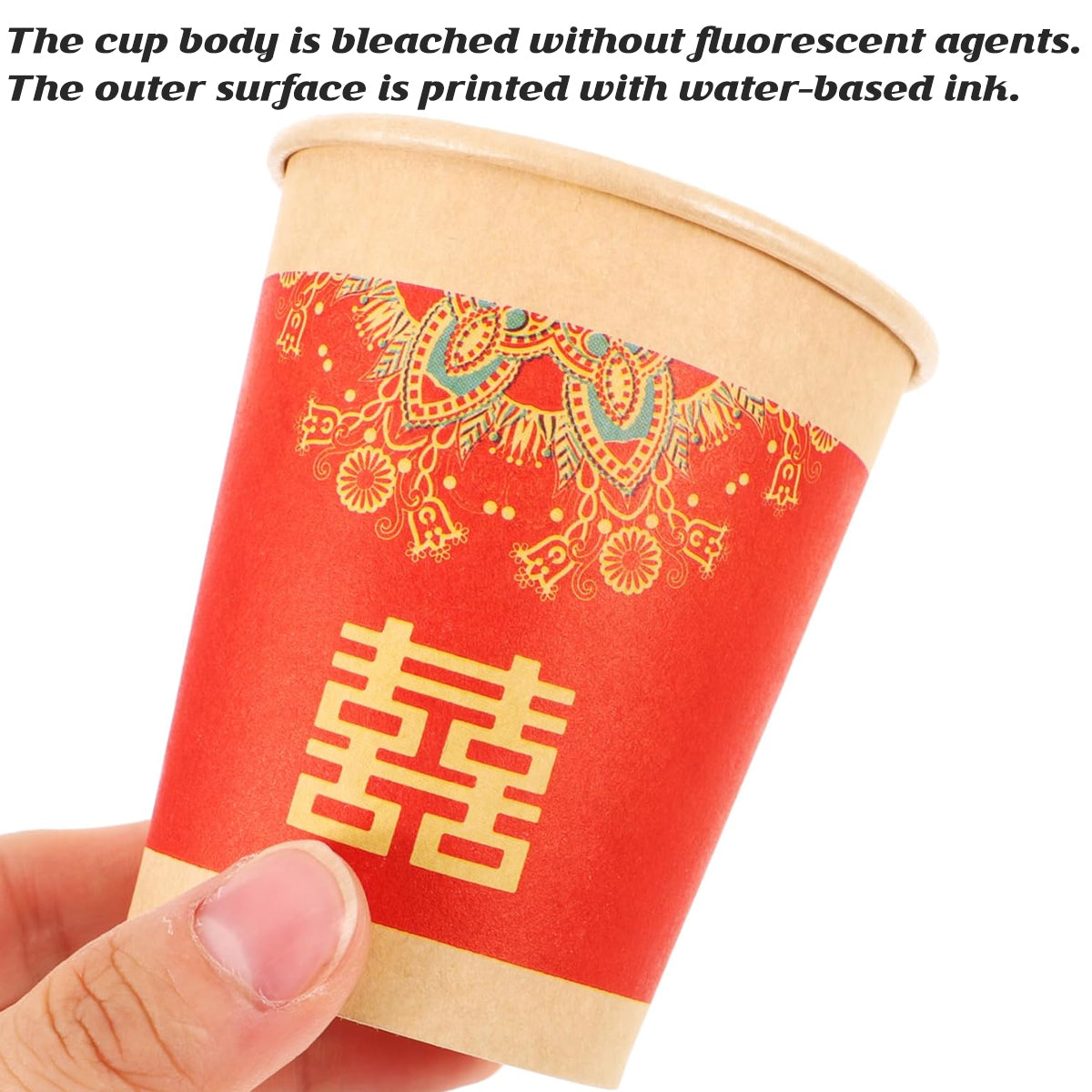 500PCS Double Happiness Printed Paper Cups Wedding Hot Cold Drink Cups