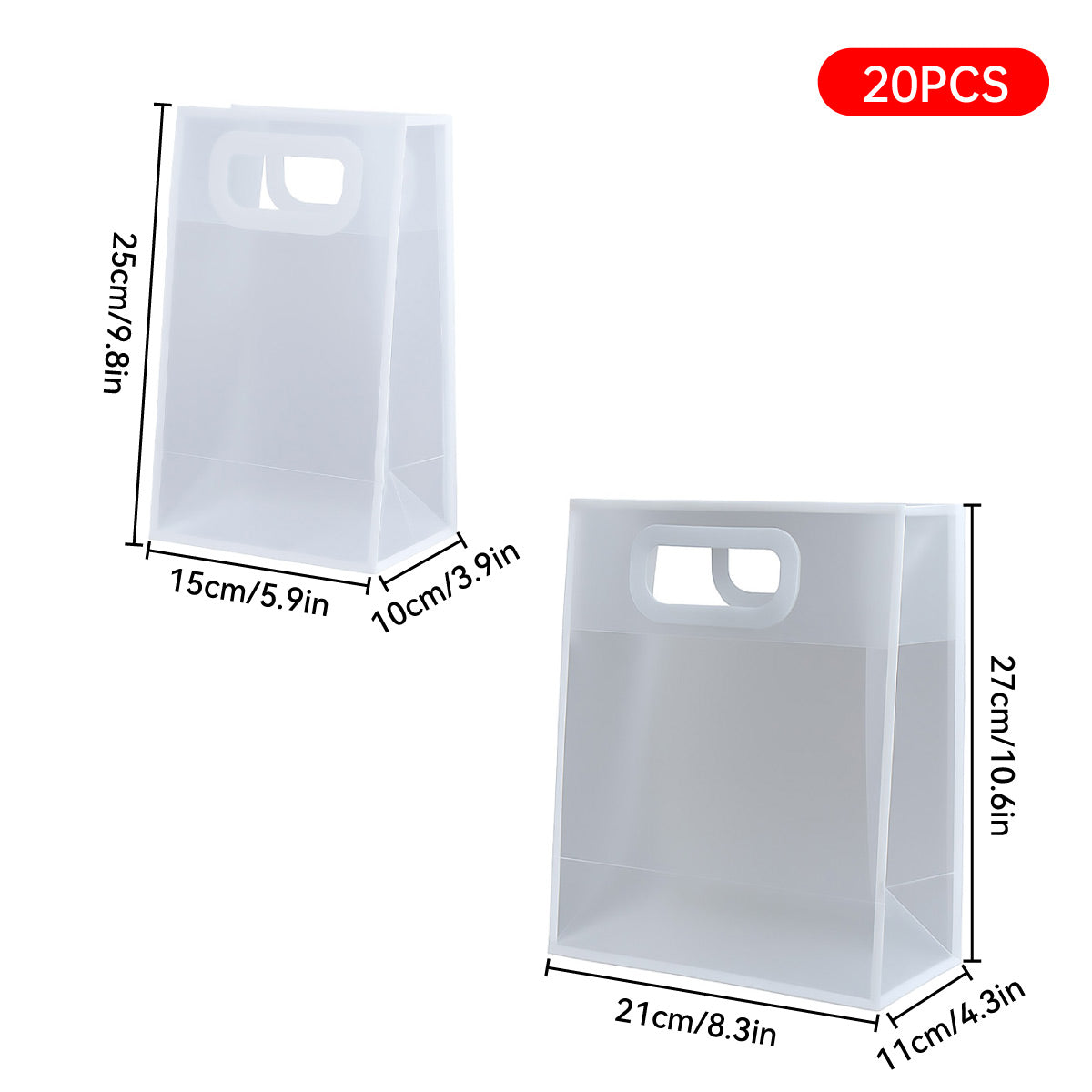 20PCS Clear PP Plastic Gift Bags with Handles for Party Favors