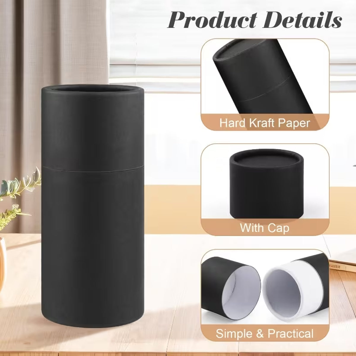 20PCS Kraft Paper Storage Tubes with Lid for Tea Essential Oil Packaging