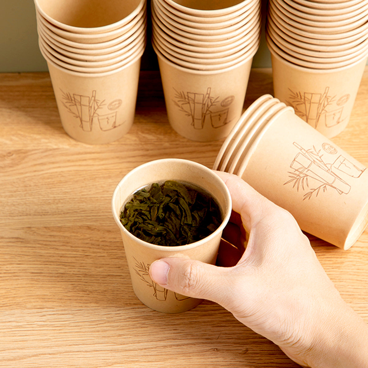 500PCS 9oz Bamboo Pulp Disposable Paper Coffee Cups