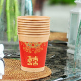 500PCS Double Happiness Printed Paper Cups Wedding Hot Cold Drink Cups