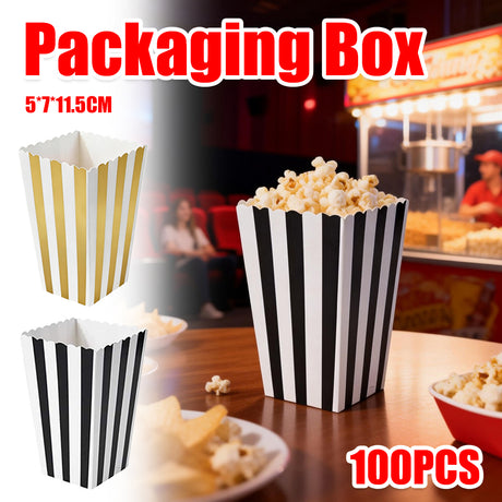 100PCS Popcorn Boxes Food Grade Disposable Snack Packaging