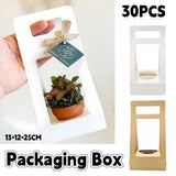 30PCS Kraft Paper Flower Gift Boxes with Handle for Wedding Favors