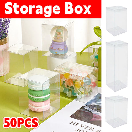 50PCS Clear PVC Gift Boxes Transparent Party Favour Packaging