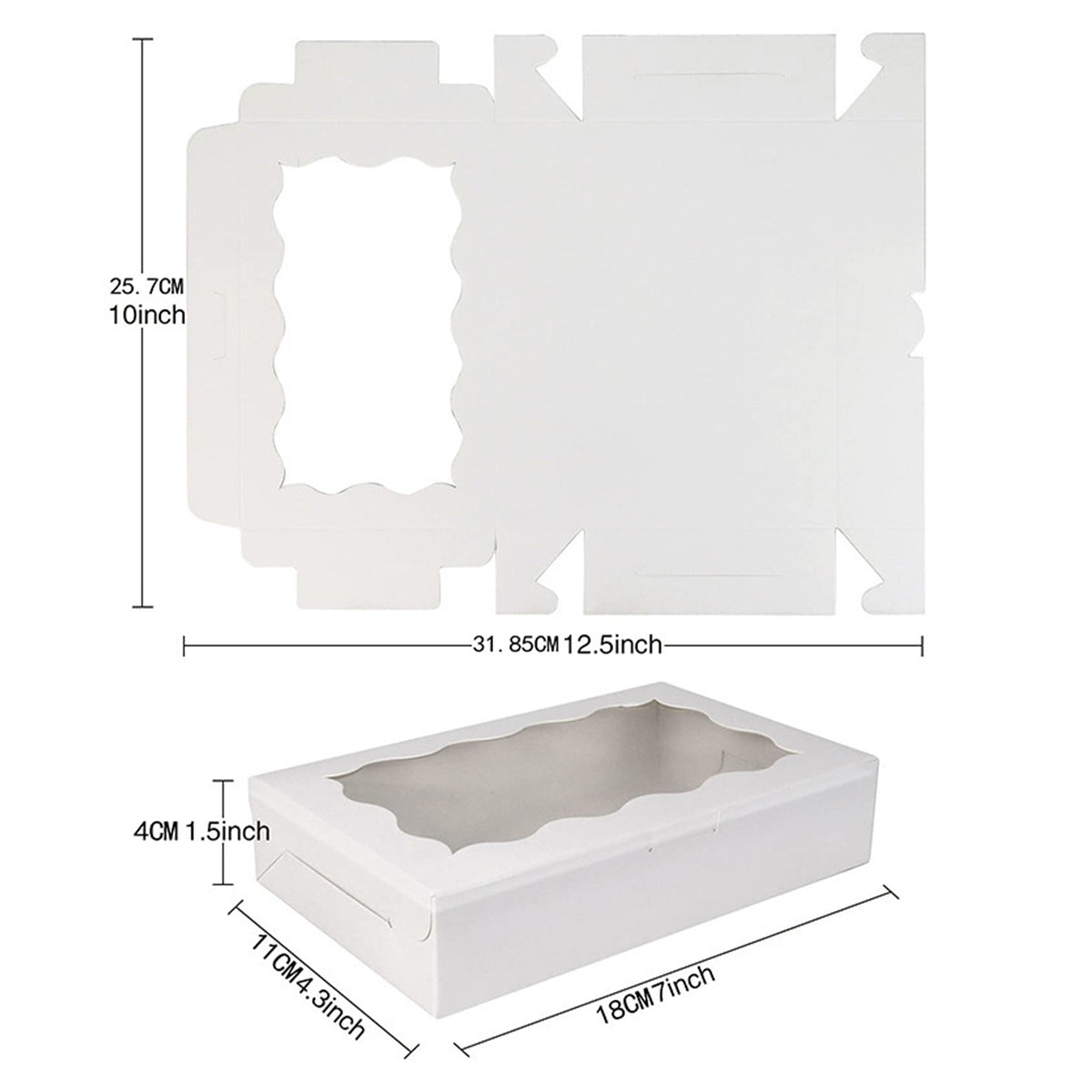 50PCS Kraft Cake Boxes with Clear Window Large Capacity Food-Grade Packaging