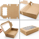 50PCS Kraft Cake Boxes with Clear Window Large Capacity Food-Grade Packaging
