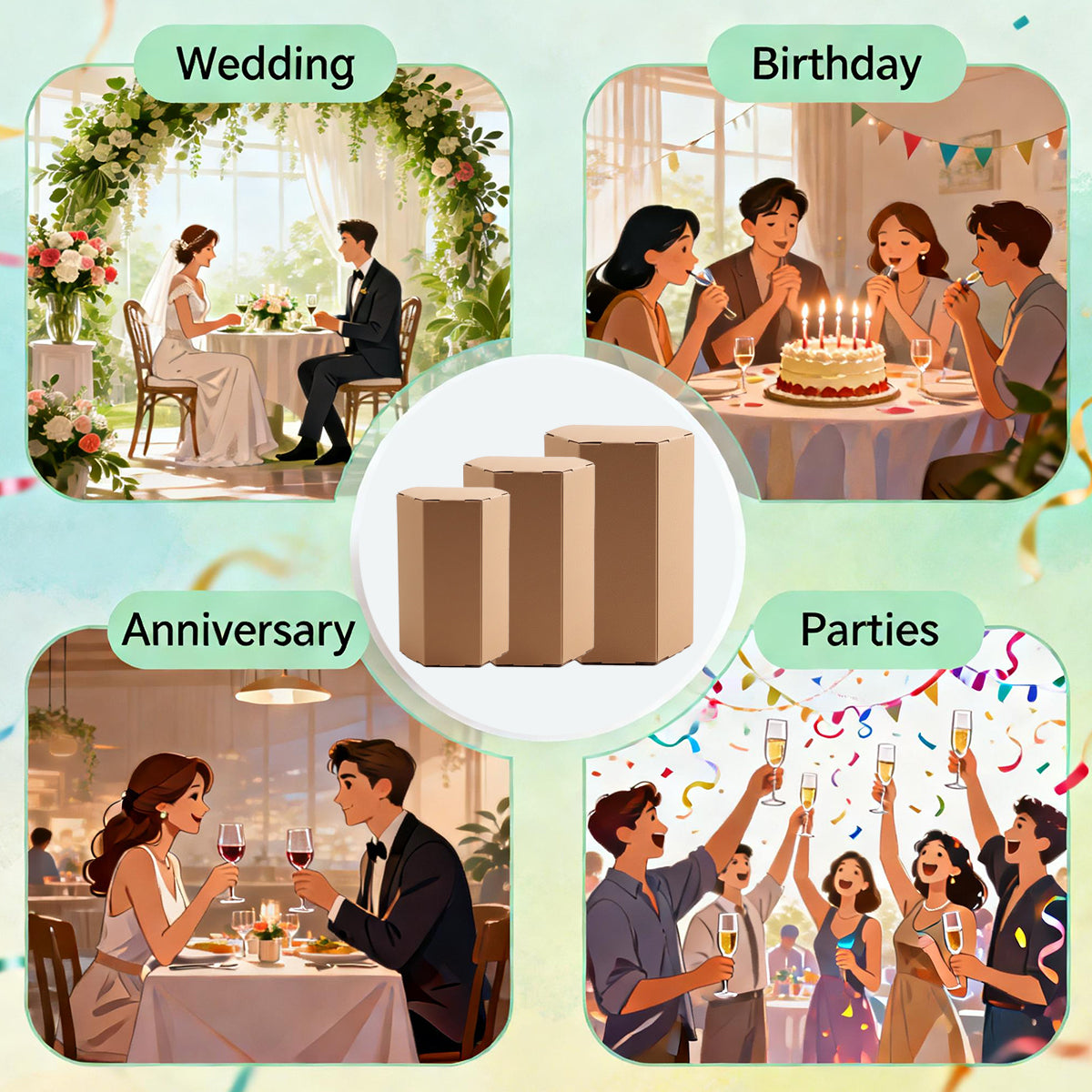 20PCS Hexagonal Kraft Paper Gift Boxes for Party Wedding Candy Craft