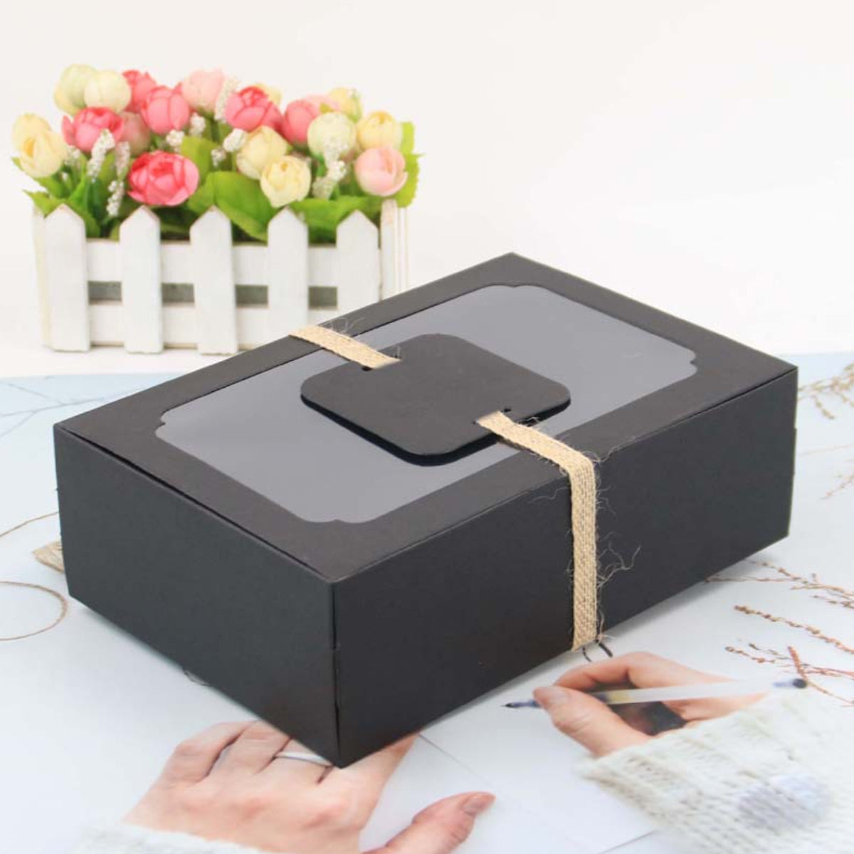 24PCS Kraft Candy Boxes with Clear Window Durable Gift Packaging
