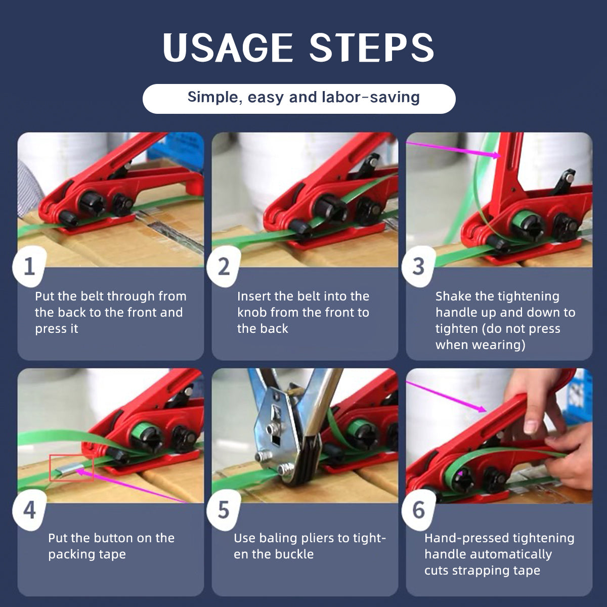 Red Manual Strapping Tool for Plastic Steel Banding