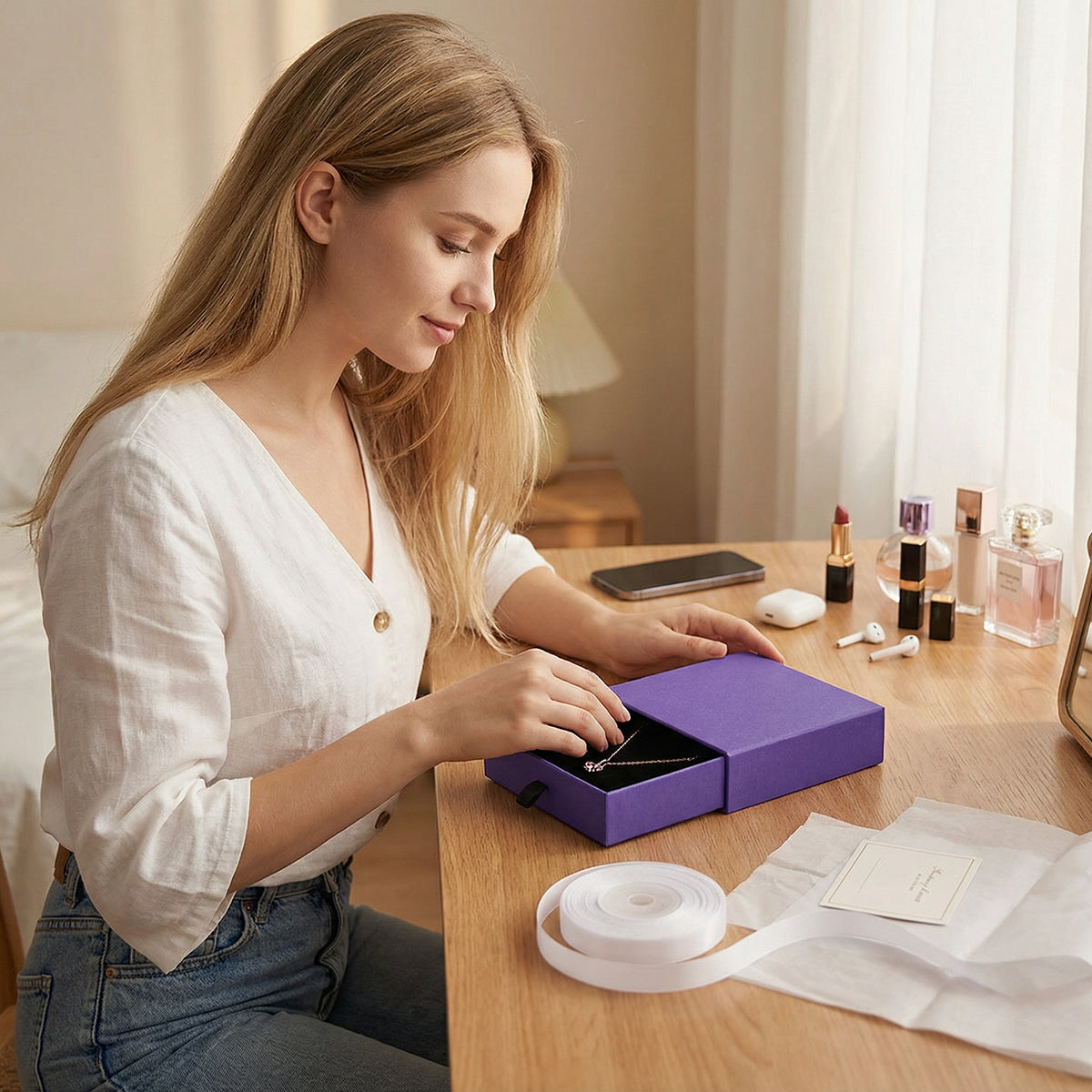 10PCS Drawer Jewelry Storage Boxes 9x9x3cm Velvet Organizer