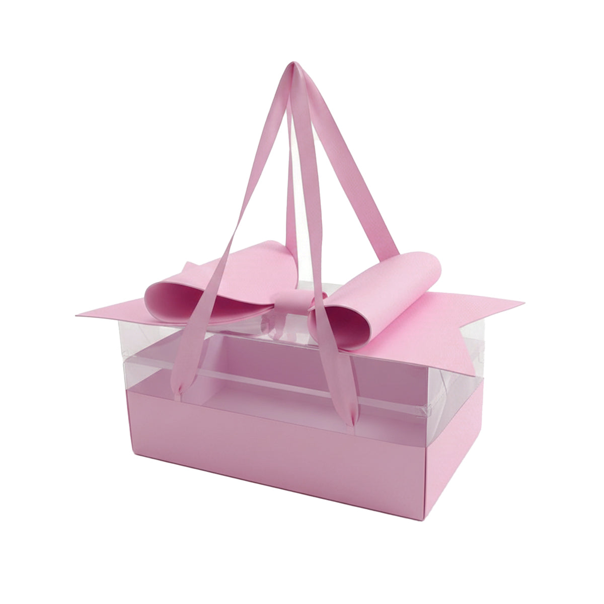 5PCS Transparent PVC Bow Gift Box with Ribbon Handles for Wedding