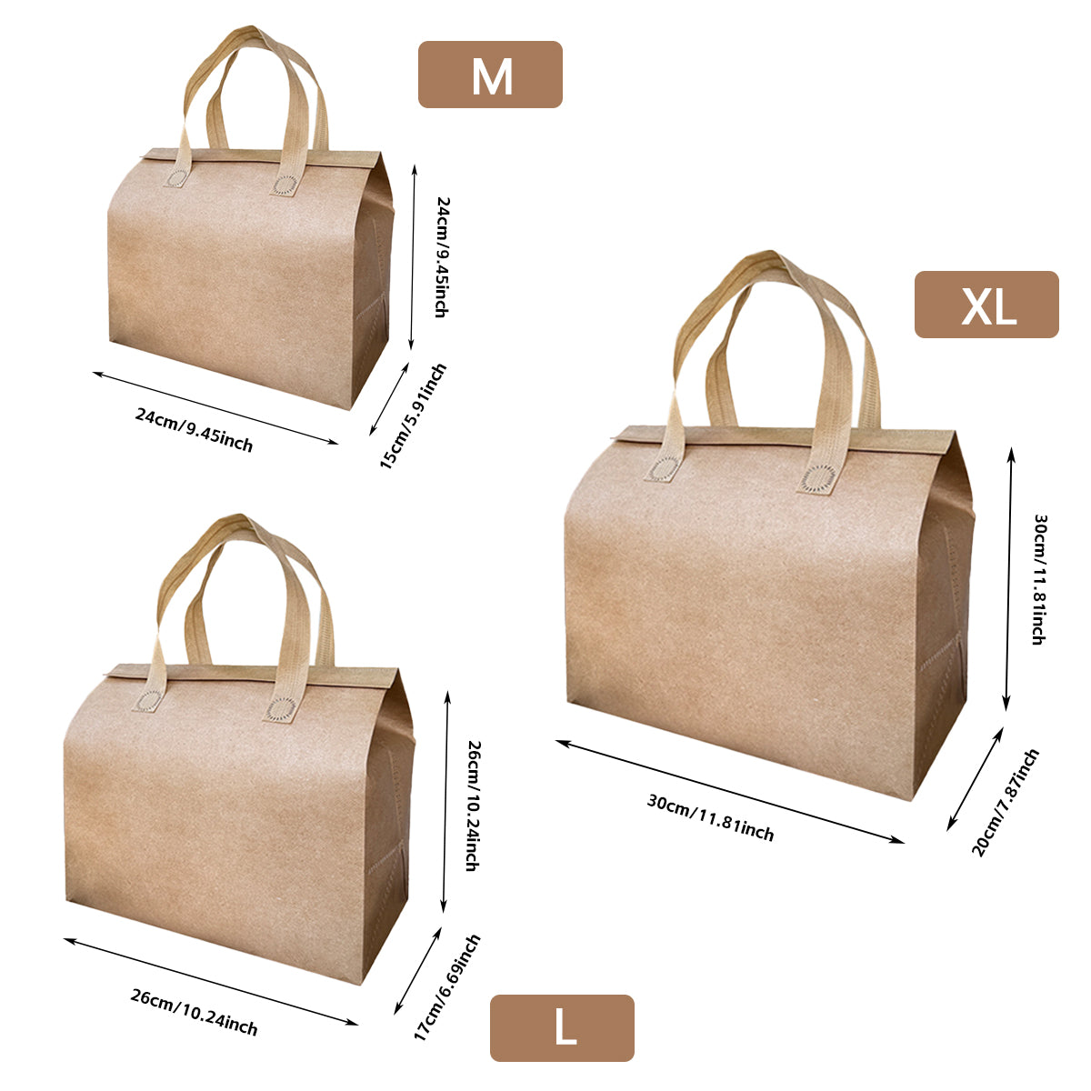 50PCS Thermal Insulated Takeaway Bags with Handles for Food Delivery