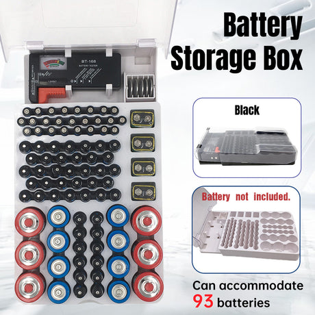 Battery Storage Box with Capacity Tester Organizer for Home Office