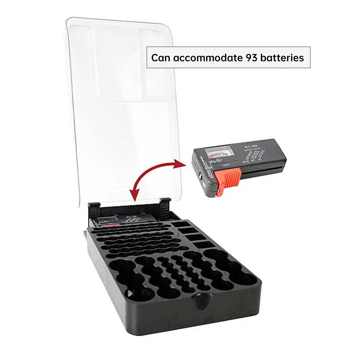 Battery Storage Box with Capacity Tester Organizer for Home Office
