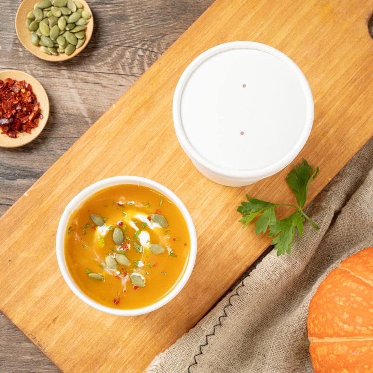 50PCS 235ml 350ml Kraft Paper Soup Noodle Bowls Takeaway