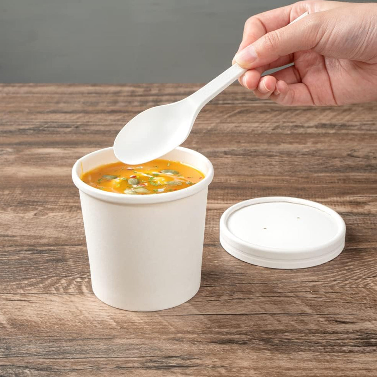 50PCS 235ml 350ml Kraft Paper Soup Noodle Bowls Takeaway