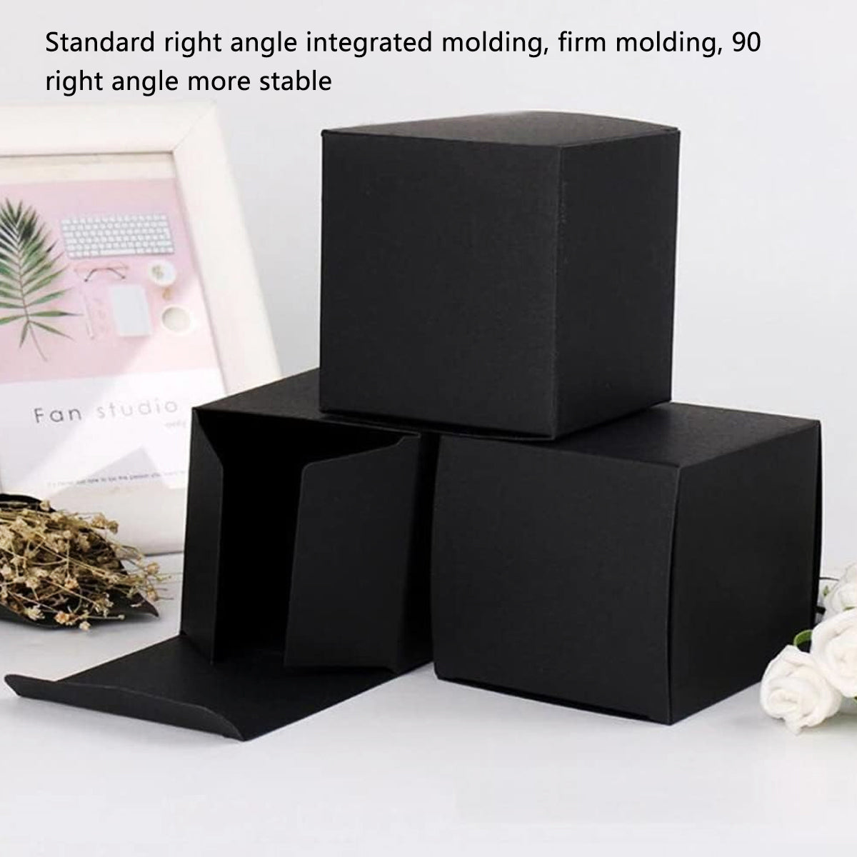 20PCS Black Cardboard Boxes Foldable Packaging for Essential Oil Bottles