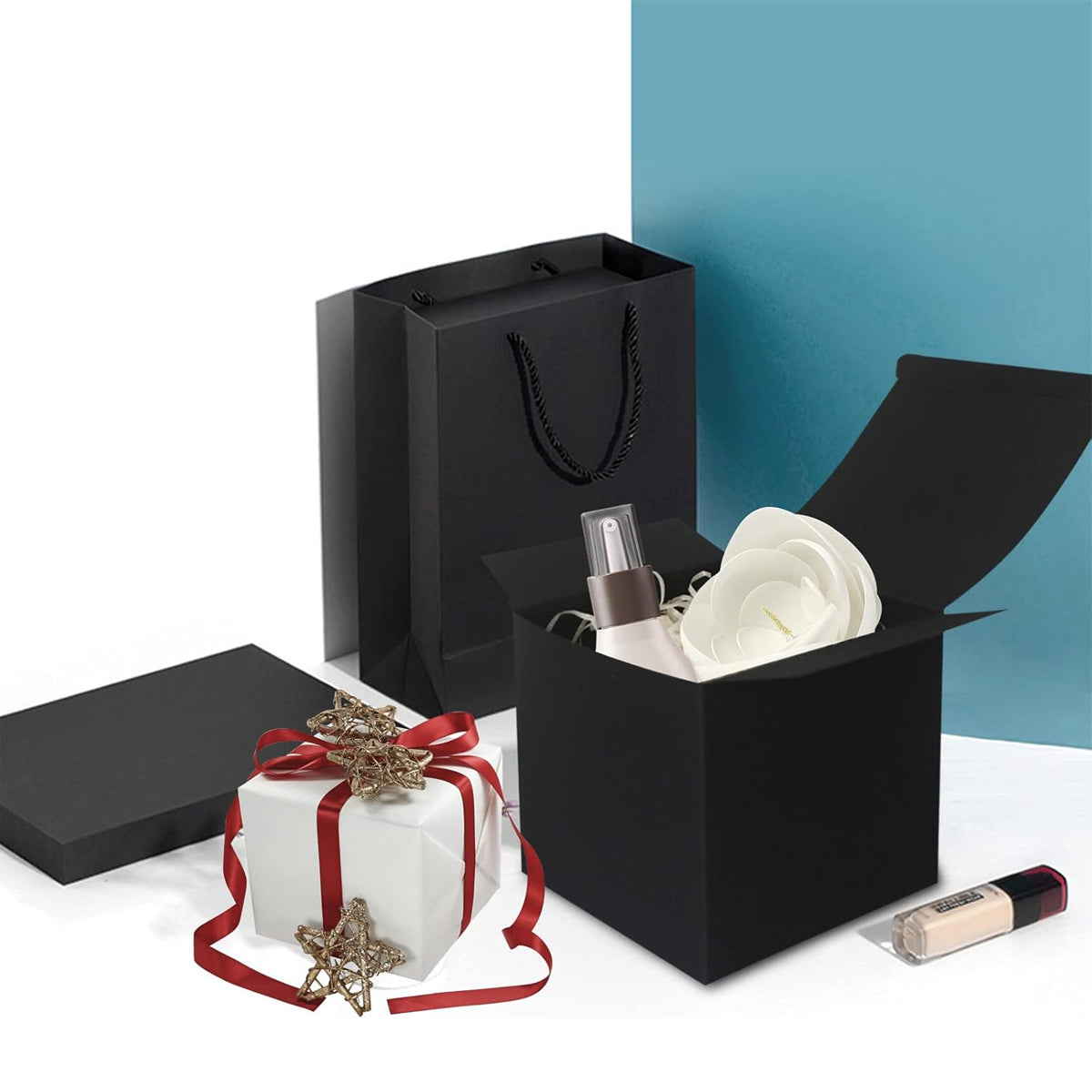 20PCS Black Cardboard Boxes Foldable Packaging for Essential Oil Bottles